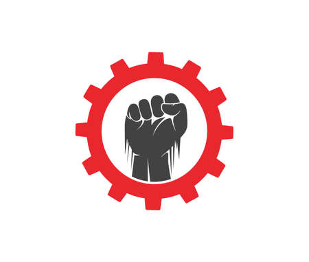 hand fist inside a gear vector   design templateのイラスト素材