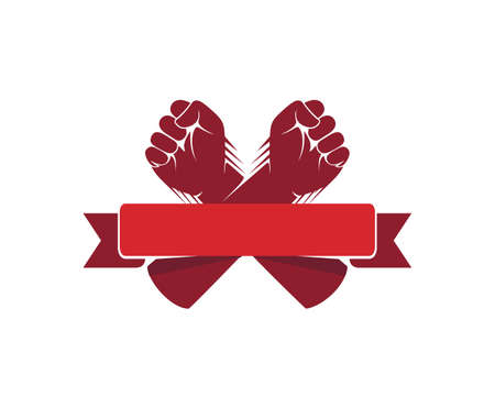 hand fist cross with ribbon vector  design templateのイラスト素材