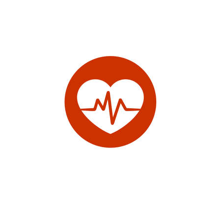 heart beat pulse line graphic inside a heart shape vector illustration in red colorのイラスト素材