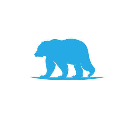 simple blue silhouette of animal bear on park land vector illustration logo designのイラスト素材