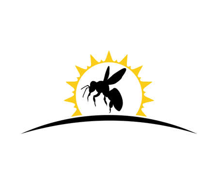 honey bee silhouette character vector logo design template inspiration for honey product brandのイラスト素材