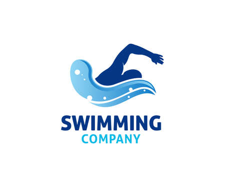 swimming water sport vector logo design inspiration for training school, club, and championshipのイラスト素材