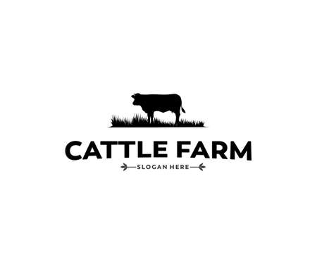 cattle farm and crop or livestock template vector logo design inspirationのイラスト素材