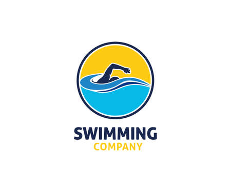 swimming water sport vector logo design inspiration for training school, club, and championshipのイラスト素材