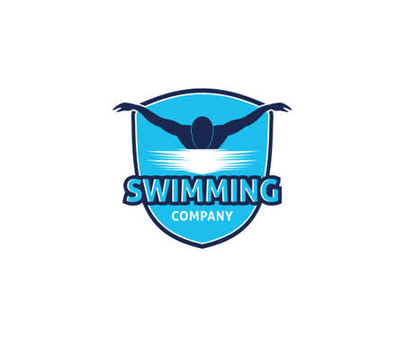 swimming water sport vector logo design inspiration for training school, club, and championshipのイラスト素材