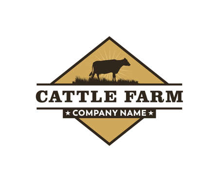cattle farm and crop or livestock template vector logo design inspirationのイラスト素材