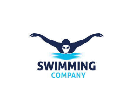 swimming water sport vector logo design inspiration for training school, club, and championshipのイラスト素材