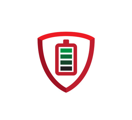 battery power protection inside shield vector icon or  design illustration templateのイラスト素材
