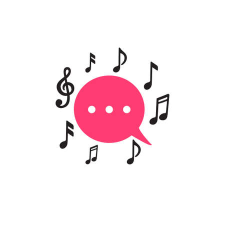 bubble chat music video social multimedia vector icon logo design template or illustrationのイラスト素材
