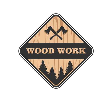 wood working lodge carpenter factory vector logo design templateのイラスト素材