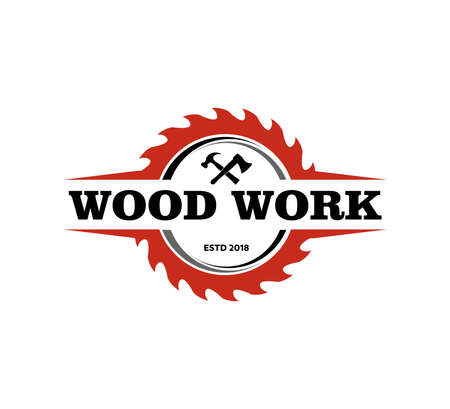 wood working lodge carpenter factory vector logo design templateのイラスト素材