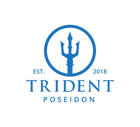 trident ocean king master vector icon logo design templateのイラスト素材