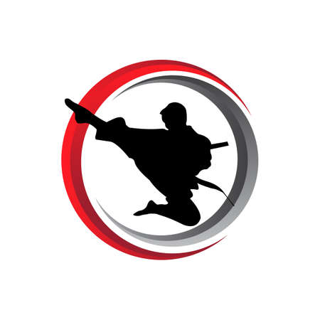 karate martial art combat pose vector icon logo design templateのイラスト素材