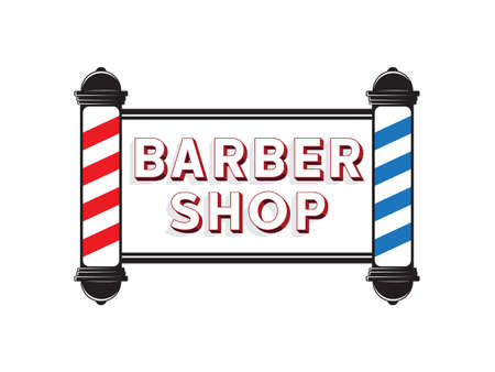 men barbershop hairstylist banner logo badge vector design templateのイラスト素材