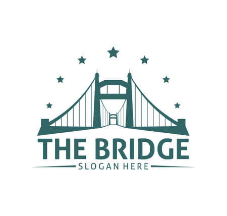 bridge with tower suspension vector icon logo templateのイラスト素材