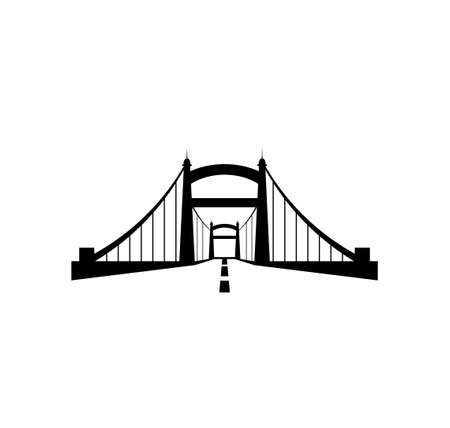 bridge with tower suspension vector icon logo templateのイラスト素材