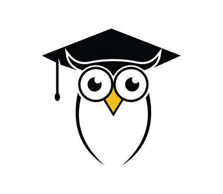 cute owl bird smart education school vector logo design illustrationのイラスト素材
