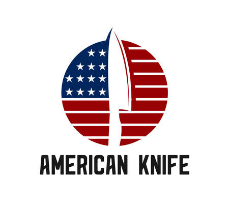 chef knife logo design template inspiration with american flag in the backgroundのイラスト素材