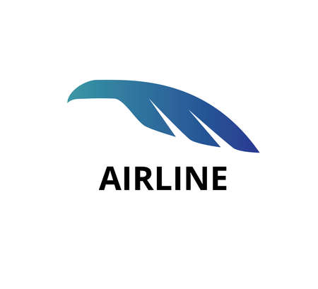 abstract shape of a blue feather for airline business vector logo graphic design templateのイラスト素材