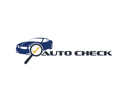 automotive car with magnifying glass and check mark vector logo design templateのイラスト素材