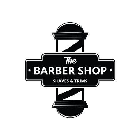 barbershop hair, mustache and beard trims and shave vector logo design templateのイラスト素材