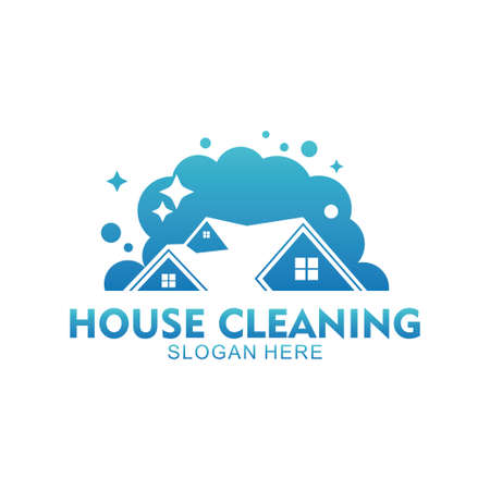 home apartment cleaning and washing service vector logo design templateのイラスト素材