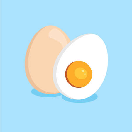 boiled egg cut in half vector logo design illustration templateのイラスト素材