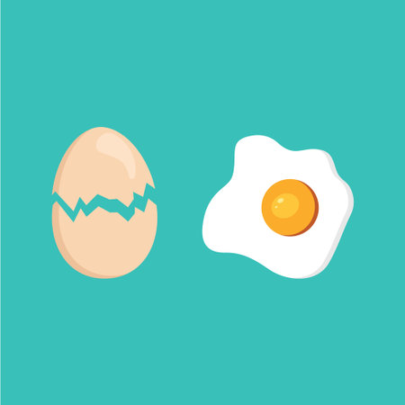 sunny side up fried cooked egg with cracked shell vector logo design illustration template