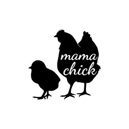 mama chick family baby and kid funny pun vector graphic design for cutting machine craft and print templateのイラスト素材