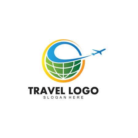 travel and tour global around the world transportation company vector logo design templateのイラスト素材