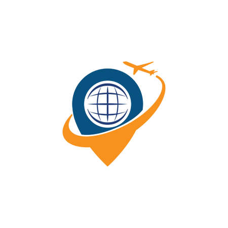 travel and tour global around the world transportation company vector logo design templateのイラスト素材