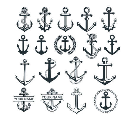assorted ship anchor vector graphic design for logo and illustration templateのイラスト素材