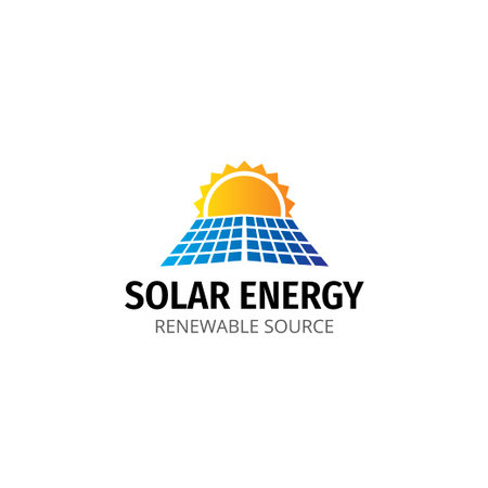 solar panel vector logo design template for renewable electricity energy source company and research