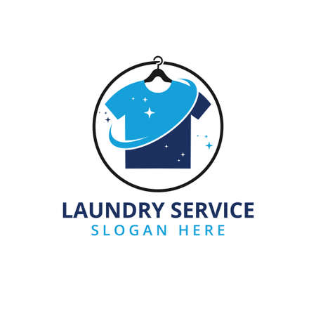 dry and clean laundry service vector logo design templateのイラスト素材