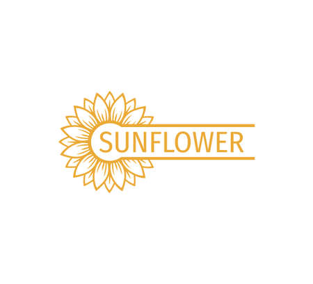 sunflower vector logo design concept template with space bar for text writingのイラスト素材