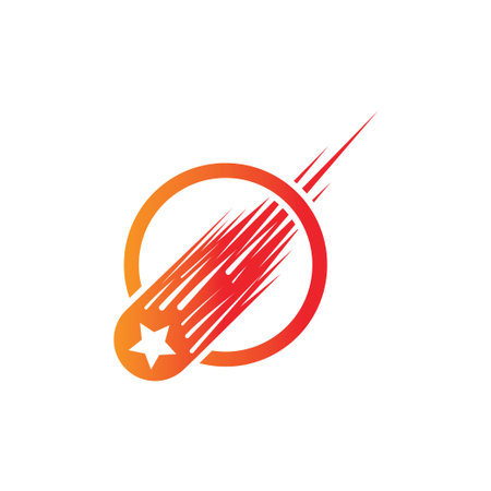 comet asteroid falling rocket bursting fiery flame vector logo design template