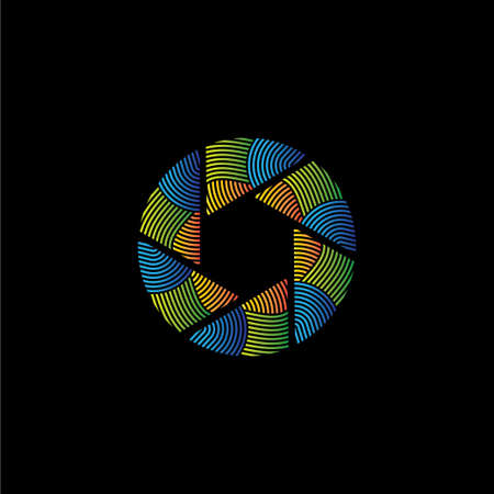 camera diaphragm lens vector logo design templateのイラスト素材