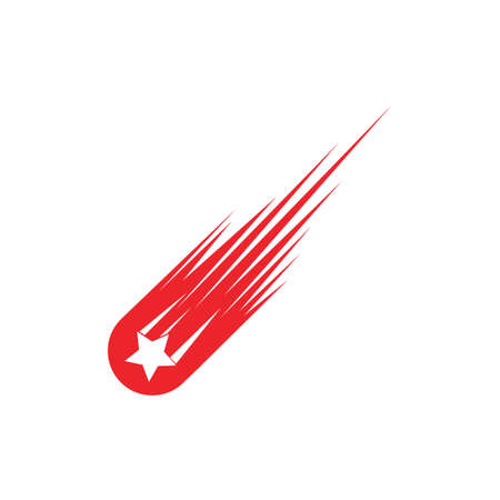 comet asteroid falling rocket bursting fiery flame vector logo design templateのイラスト素材