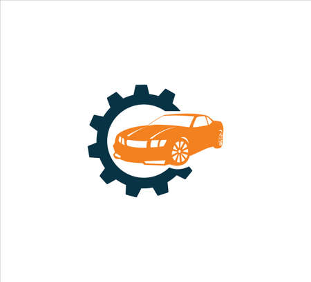 car automotive repair setting maintenance service vector logo or icon design template in simple flat styleのイラスト素材