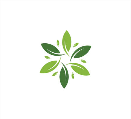 green leaf in circle vector icon logo design template for agriculture and green source businessのイラスト素材