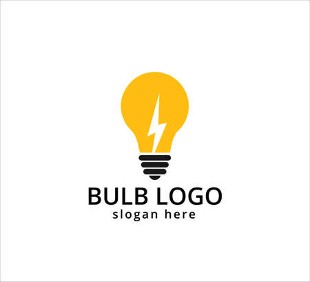 light bulb symbol, icon or logo of electric innovation, idea and inspiration vector graphic design templateのイラスト素材