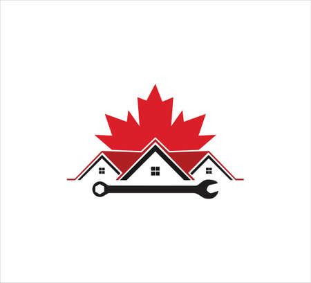 roof and wall house repair call service vector icon logo design templateのイラスト素材