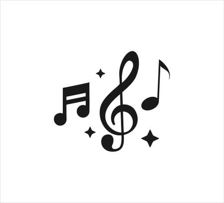 simple flat style music note vector icon logo design template for podcast, music streaming and learning logoのイラスト素材