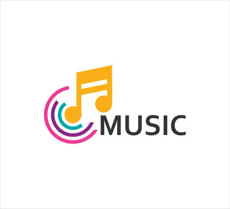 simple flat style music note vector icon logo design template for podcast, music streaming and learning logoのイラスト素材