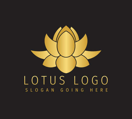 golden petal flower flat minimalist style vector icon logo design template for yoga and beauty care treatment businessのイラスト素材
