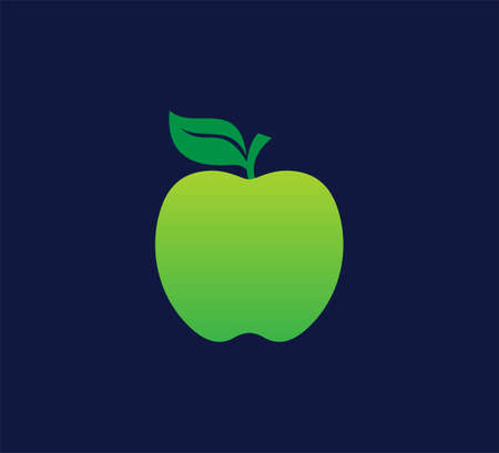 sweet green yellowish apple fruit vector design template on dark blue backgroundのイラスト素材