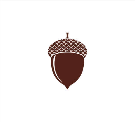 single brown acorn nut oak fruit vector design template symbol of fertilityのイラスト素材