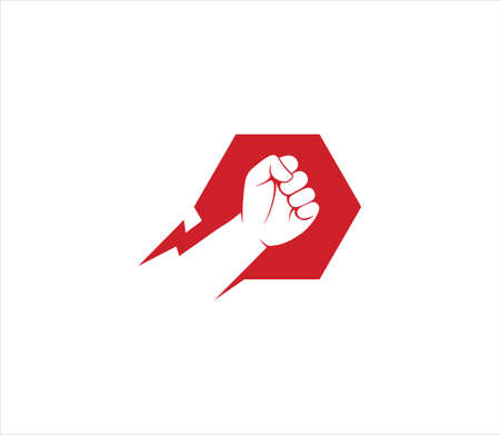 rising hand fist the symbol of power determination and strong freedom vector logo design templateのイラスト素材