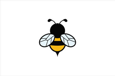 simple cute funny honey bee vector logo design templateのイラスト素材