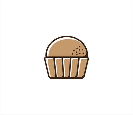 cupcake vector icon illustration in simple outline style for bakery and pastry shopのイラスト素材